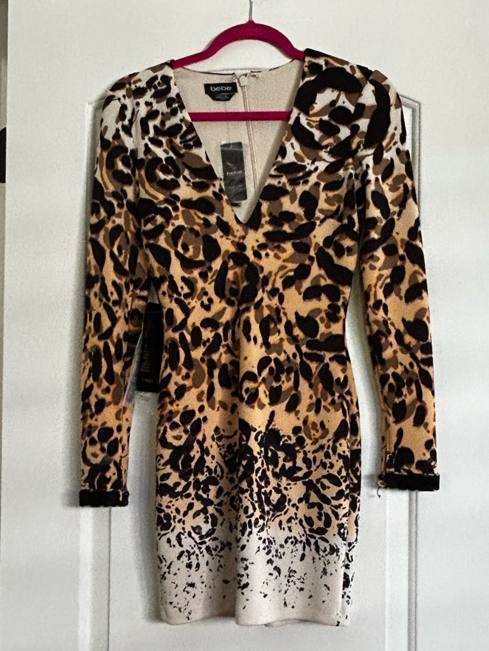 Bebe Bodycon Leopard Mini Dress